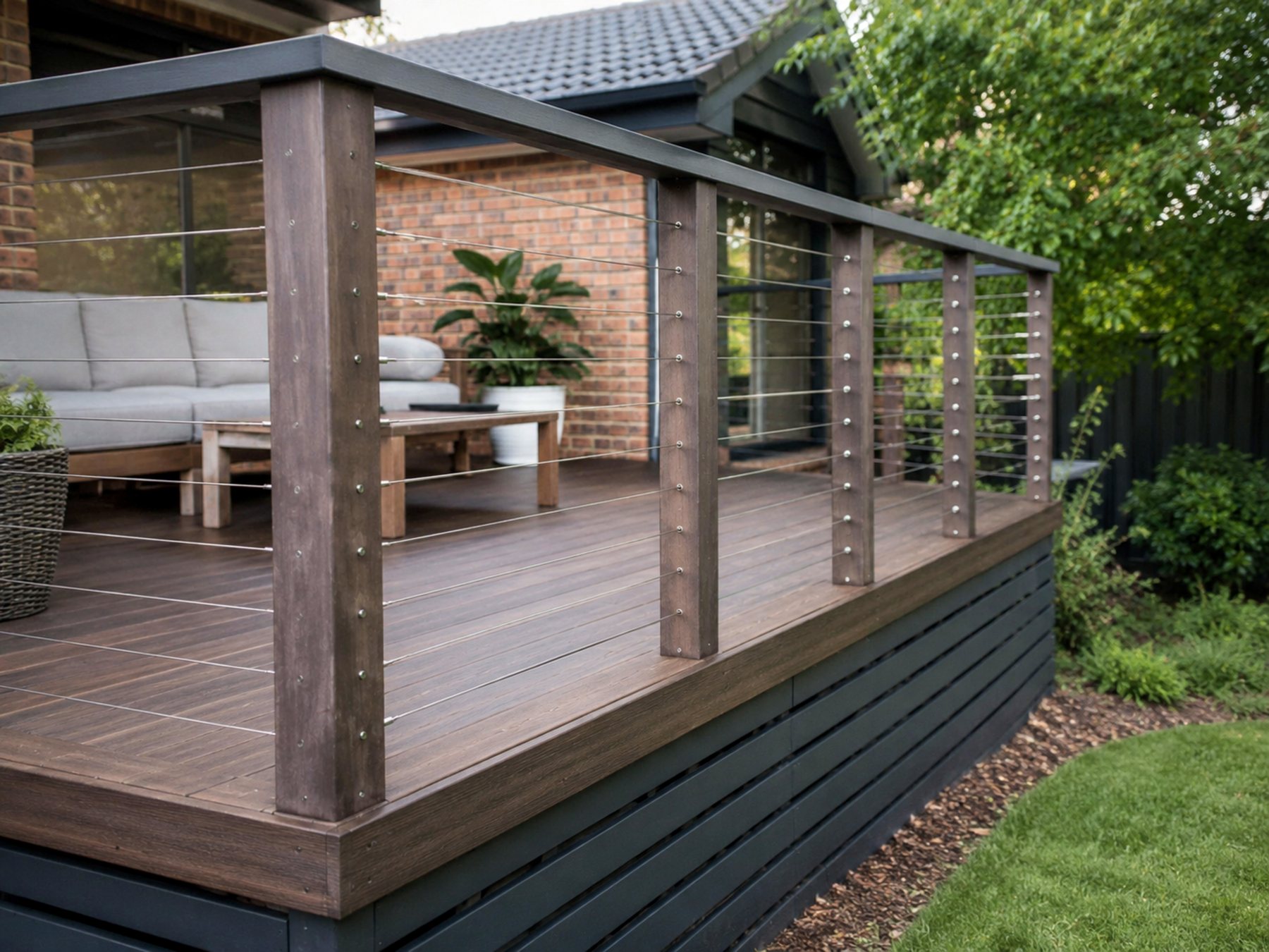 Deck balustrade and outdoor timber area